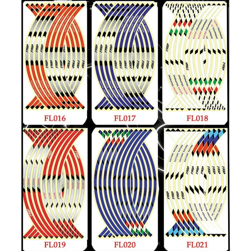 16Pcs 17"18" Strips Motorcycle Wheel Stickers Car Reflective Rim Tape Motorbike Bicycle Auto Decals Universal for Honda