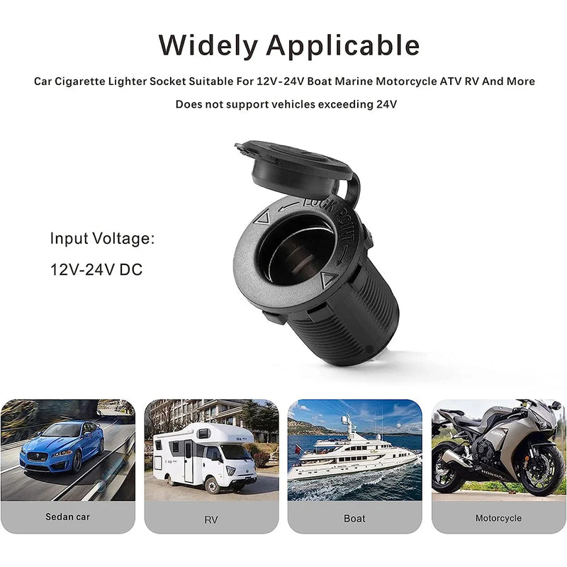 Car Cigarette lighter Socket 12V 24V Adapte Plug Motorcycles Cigar Jack Multi Socket For Marine Boat Motorcycle Truck RV ATV
