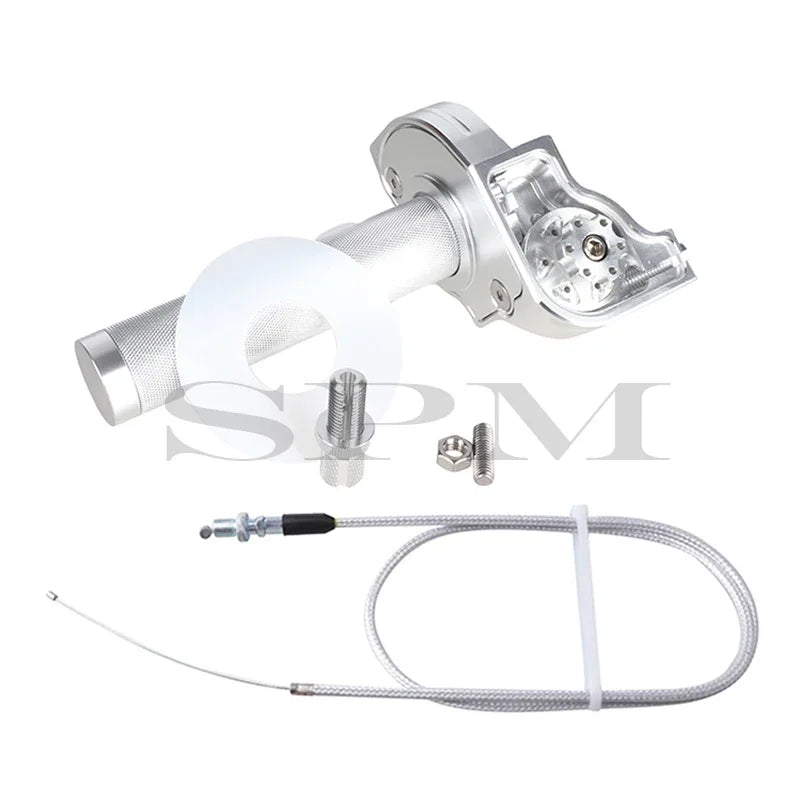Manopla de acelerador universal CNC de alumínio de 22 mm com torção e cabo para guidão de motocicleta, ciclomotor, scooter, quadriciclo, quadriciclo M10*1.5